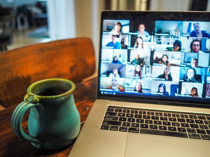 Laptop with video call in progress